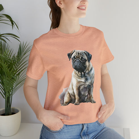 Loving Pug in Watercolor - Short Sleeve Tee